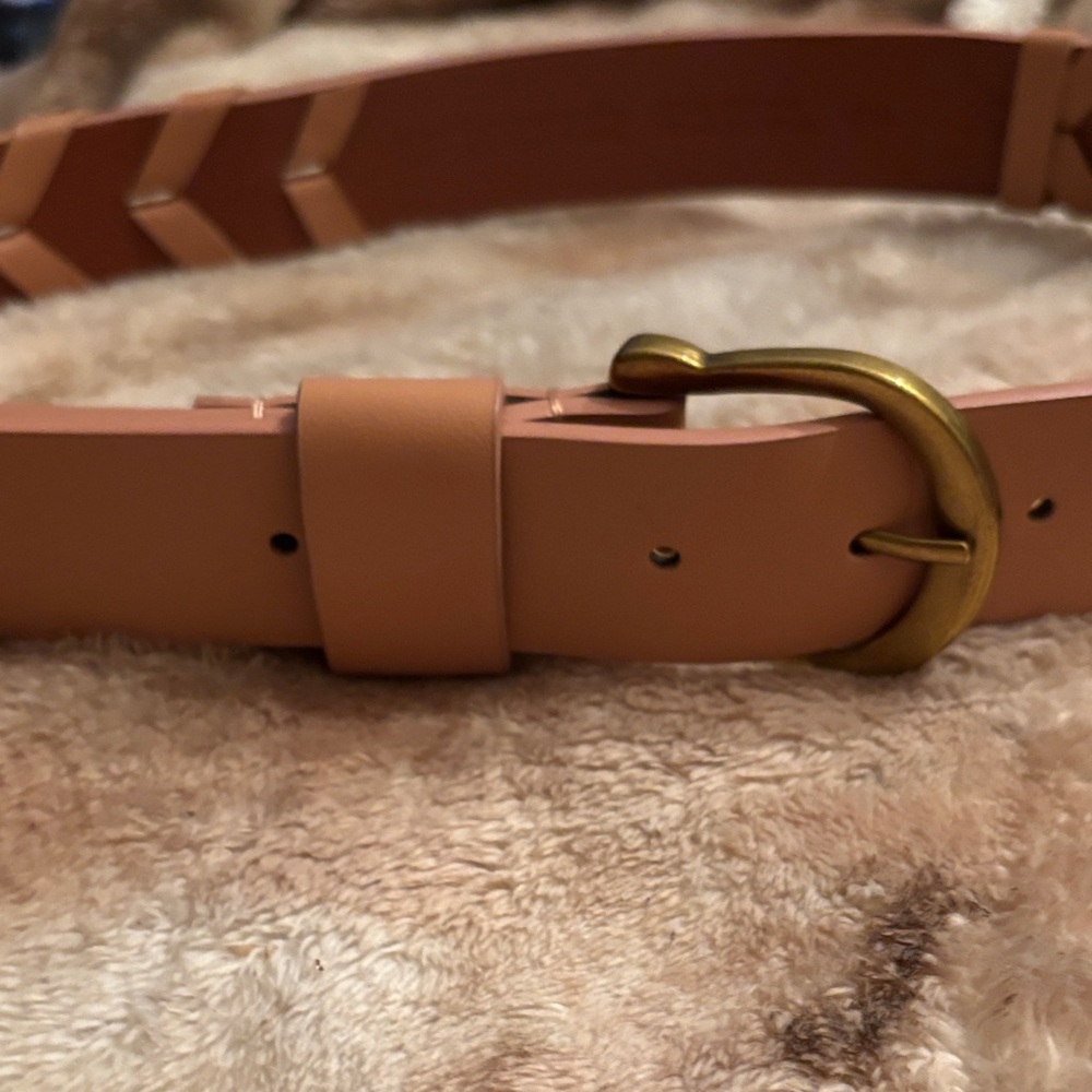 Universal Thread TanFaux Leather Belt with Brass Buckle